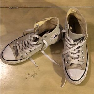 Tan converse all star high tops